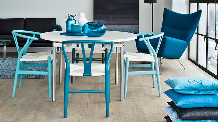The Classic Wishbone Chair in Cool Shades of Blue