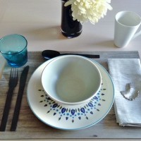 This is a blended version of my mother’s holiday table and my everyday style.