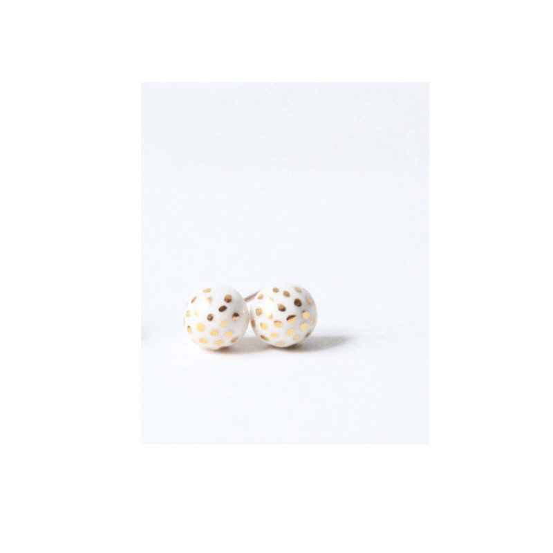 Mier Luo Ladybug Earrings in White