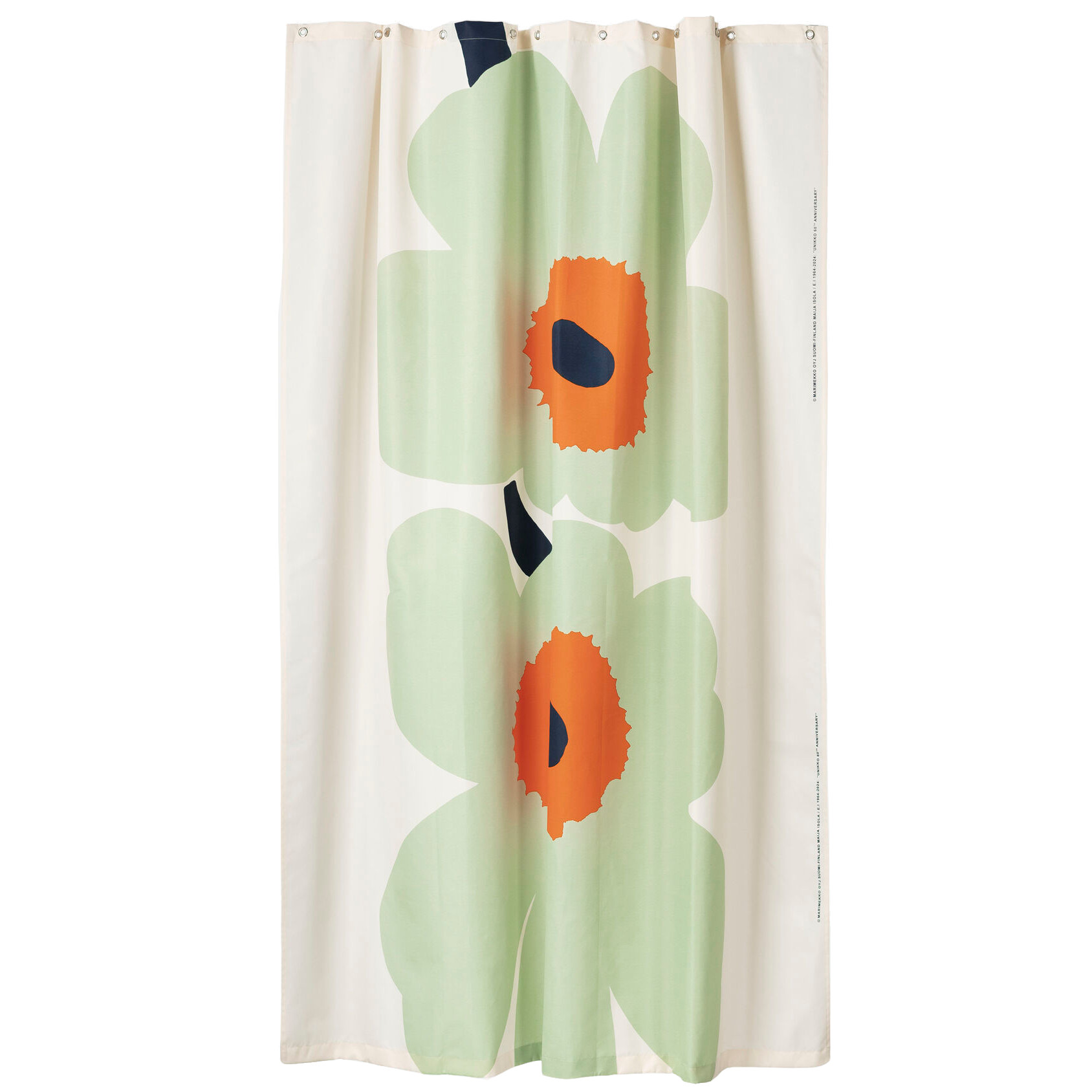 Marimekko Juhla Unikko Shower Curtain - Off White, Sage, Dark Blue ...