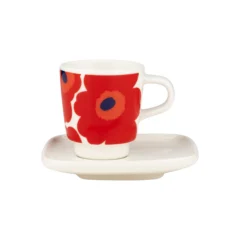 Marimekko Oiva Unikko Espresso Cup & Plate - Red