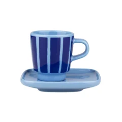 Marimekko Oiva Piccolo Espresso Cup & Plate - Blue