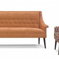 B Kind3 makes this graceful, mid-century modern sofa. In addition to its unique style, it is also made using eco-friendly materials and fabrics. Made in the US.