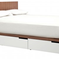 The Modulicious Bed is available in several wood finishes and drawer colors. Storage drawers to the rescue!